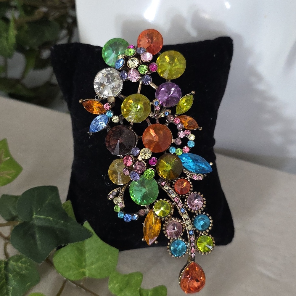 Large Statement Brooch Pin Multicolor Floral